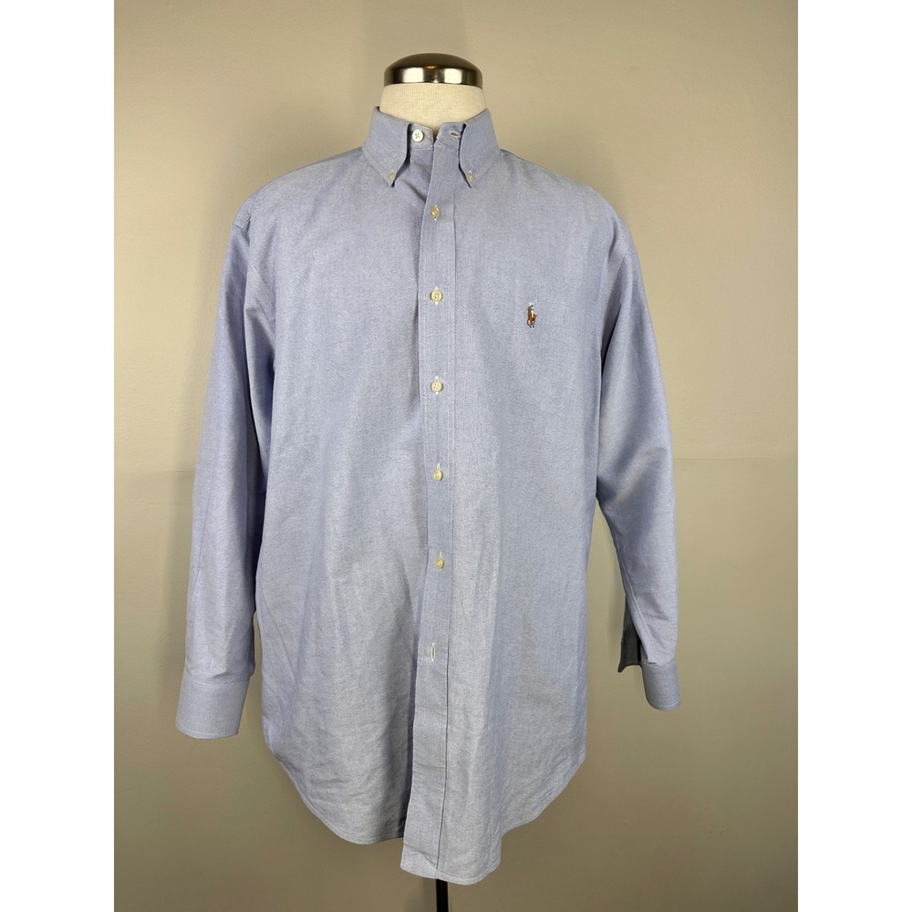 Ralph Lauren Yarmouth Shirt Men 16.5 33 Blue Excellent Cotton Oxford Button Down